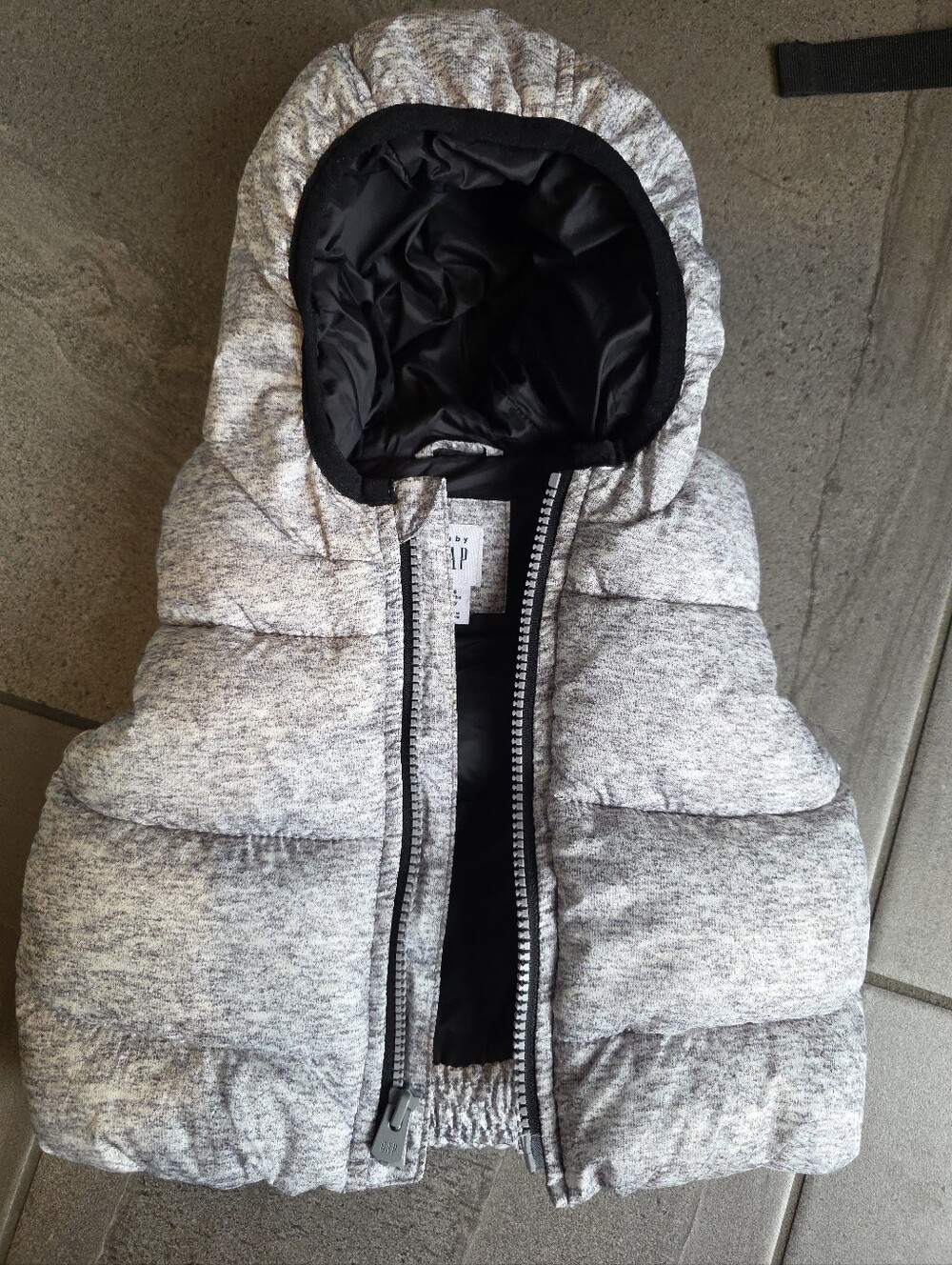 GAP Baby Kids Heather Gray Hooded Puffer Vest Infant 0-6m 6M